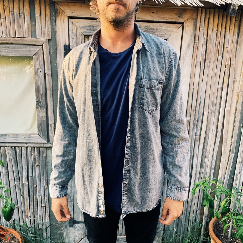 Denim long sleeve button up